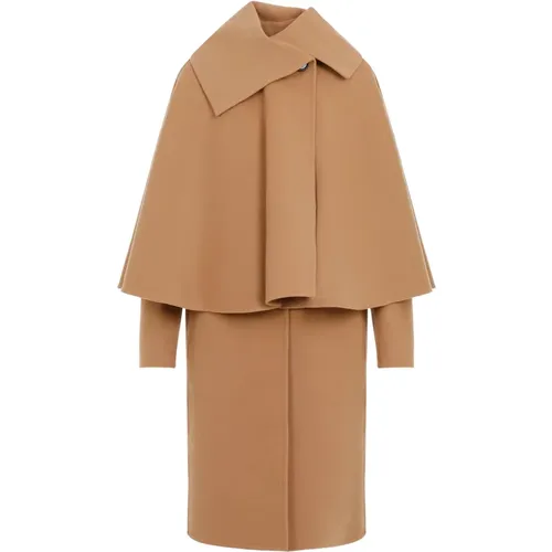 Luxurious Beige Neutral Wool Cashmere Coat , female, Sizes: M, S, XS - Chloé - Modalova