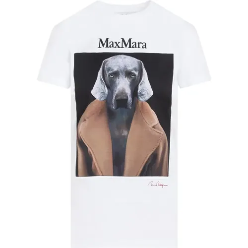 T-Shirts, female, , Size: XS Camel T-Shirt Dog Print - Max Mara - Modalova