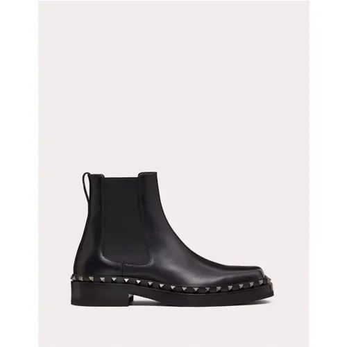 Chelsea Boots, male, , Size: 7 US Leather M-Way Rockstud Beatle Boot - Valentino Garavani - Modalova