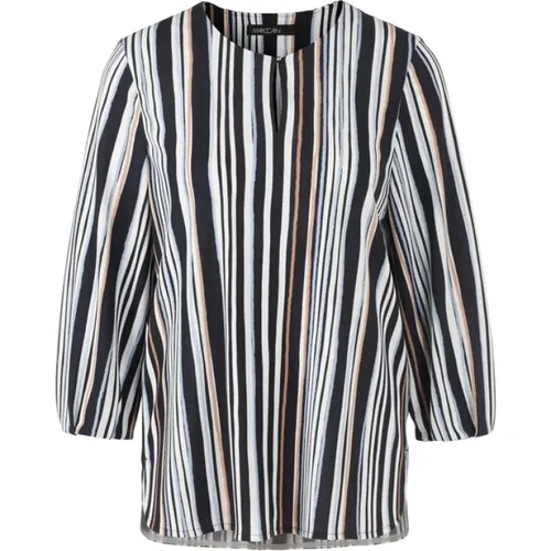 Blouses, female, , Size: M Striped Jersey Blouse with Feminine Details - Marc Cain - Modalova