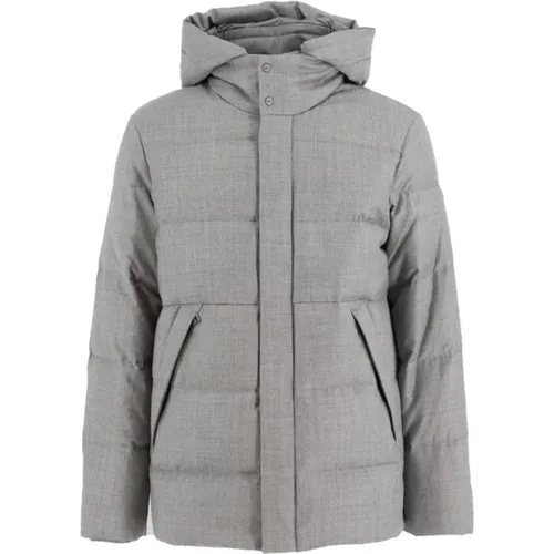 Winter Jackets, male, , Size: 2XL Quilted Wool Jacket with Detachable Hood - Duno - Modalova