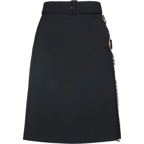 Wool Blend Belted Kilt Skirt , female, Sizes: M - Burberry - Modalova