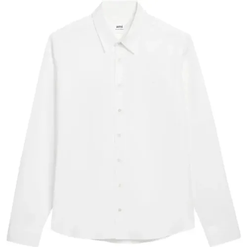 Embroidered Cotton Shirt , male, Sizes: M, XS - Ami Paris - Modalova