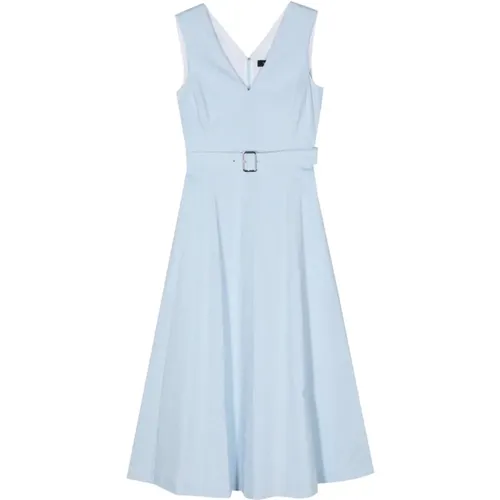 Blaues Leinen V-Ausschnitt Kleid , Damen, Größe: XS - Theory - Modalova