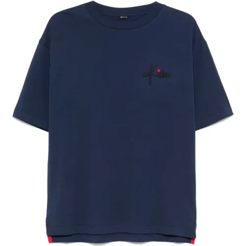 Cotton T-shirt with Logo Embroidery , male, Sizes: L, S, 2XL, M - Kiton - Modalova