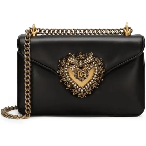 Leather Crossbody Bag with Gold-Tone Hardware , female, Sizes: ONE SIZE - Dolce & Gabbana - Modalova