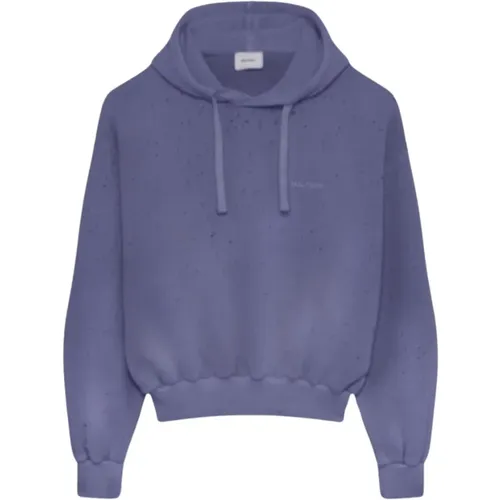 Hoodies, male, , Size: L Indigo Blue Fleece Hoodie Pullover - Halfboy - Modalova