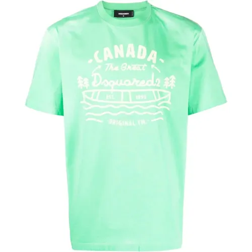 Limettengrünes Baumwoll-T-Shirt für Herren - Dsquared2 - Modalova