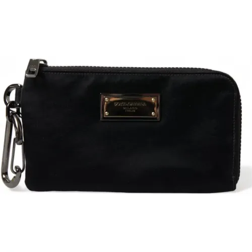 Clutches, female, , Size: ONE SIZE Luxury Nylon-Leather Designer Pouch - Dolce & Gabbana - Modalova