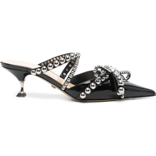 Heeled Mules with Stud Embellishment , female, Sizes: 8 UK, 7 UK, 6 UK - Mach & Mach - Modalova