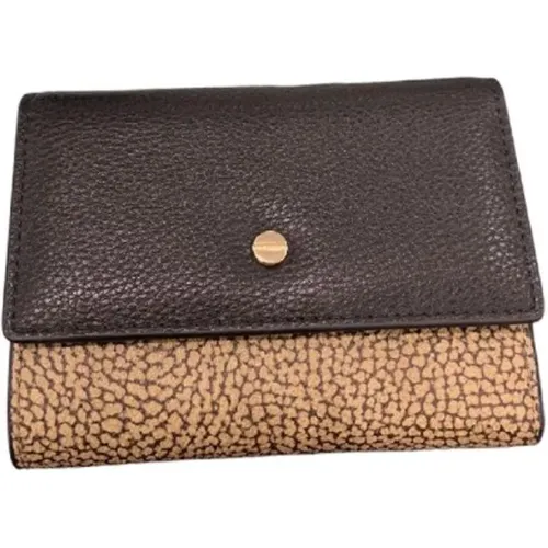 Women`s Leather Wallet with Jacquard Fabric Lining , female, Sizes: ONE SIZE - Borbonese - Modalova