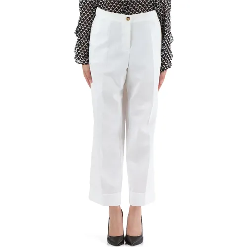 Cotton trousers with semi-elastic waist , female, Sizes: L - Elena Mirò - Modalova