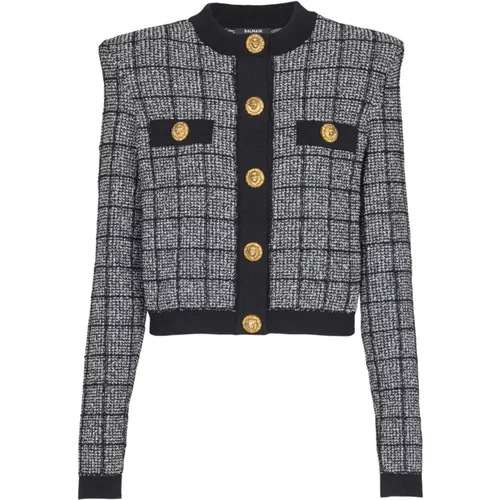 Tweed Jackets, female, , Size: S Light tweed cardigan - Balmain - Modalova