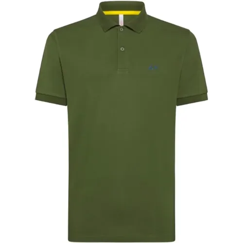 Einfarbiges Regular Polo Shirt in Dunkelgrün , Herren, Größe: XL - Sun68 - Modalova