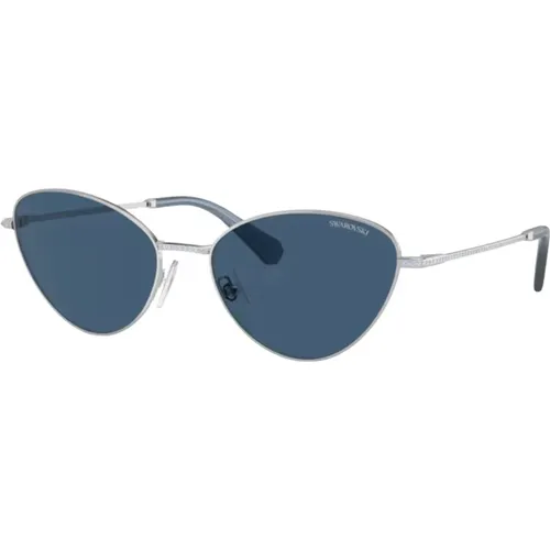 Silber/Blau Sonnenbrille , Damen, Größe: 58 MM - Swarovski - Modalova