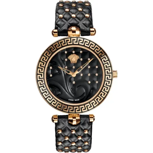 Watches, male, , Size: ONE SIZE Vanitas Diamond Leather Watch - Versace - Modalova