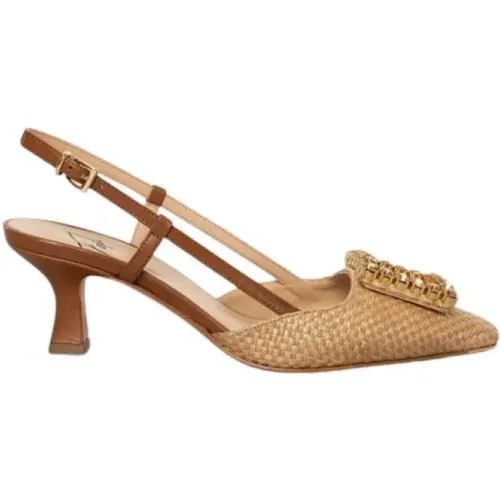 Sandalo Slingback aus Raffia und Leder , Damen, Größe: 40 EU - Roberto Festa - Modalova