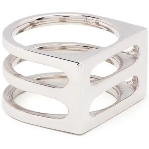 Rings, male, , Size: 66 MM Silver Cage Ring - Tom Wood - Modalova