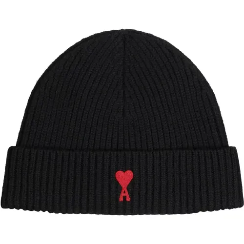 Logo Wool Beanie Warm Material , male, Sizes: ONE SIZE - Ami Paris - Modalova