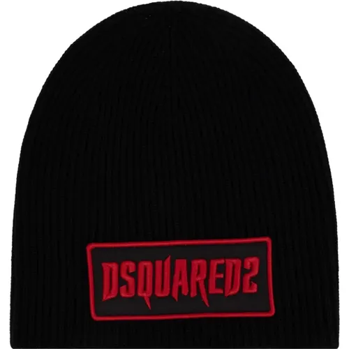 Beanies, male, , Size: ONE SIZE Cap with a patch - Dsquared2 - Modalova