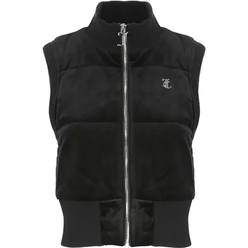 Schwarzes Samt-Gilet mit Strass-Logo , Damen, Größe: S - Juicy Couture - Modalova