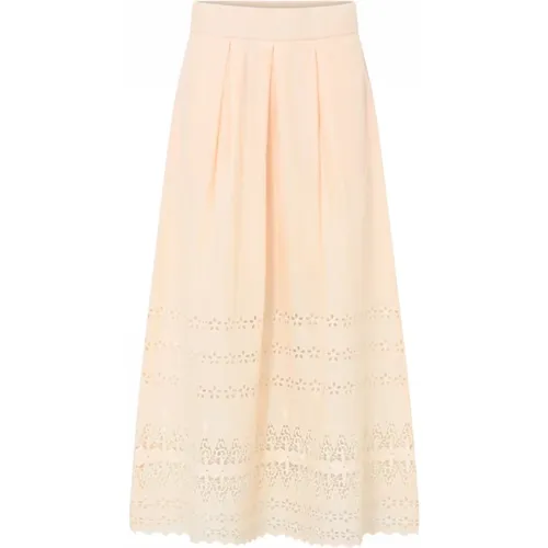 Midi Skirts, female, , Size: S Long Pleated Skirt Cream - Gustav - Modalova