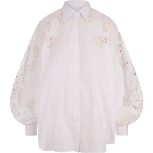 Poplin Shirt with Lace Details , female, Sizes: XS - Ermanno Scervino - Modalova