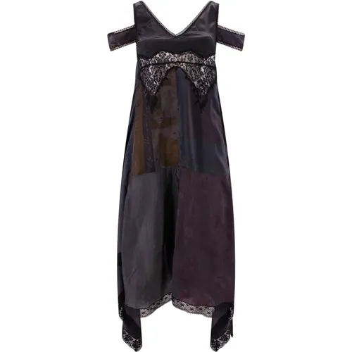 Silk Dress with Asymmetrical Hemline , female, Sizes: S - Marine Serre - Modalova