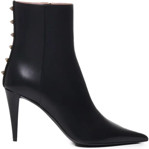 Leather Ankle Boots with Iconic Studs , female, Sizes: 5 1/2 UK - Valentino Garavani - Modalova
