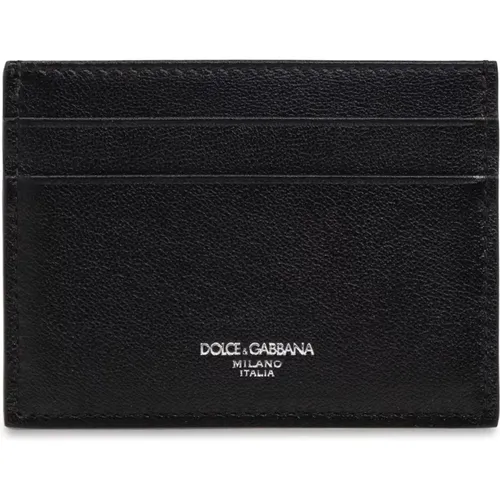 Wallets & Cardholders, male, , Size: ONE SIZE Leather card holder - Dolce & Gabbana - Modalova