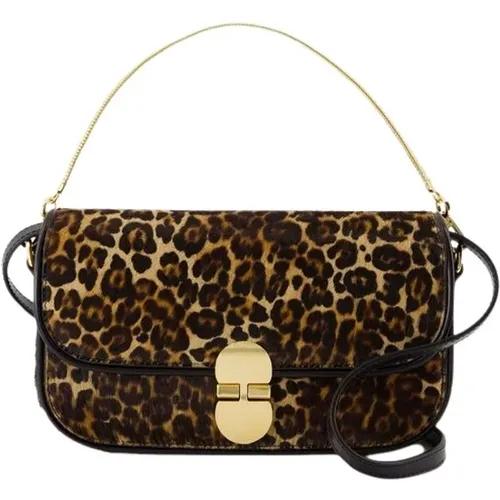 Clutches, female, , Size: ONE SIZE Leopard Print Leather Clutch Bag - A.p.c. - Modalova