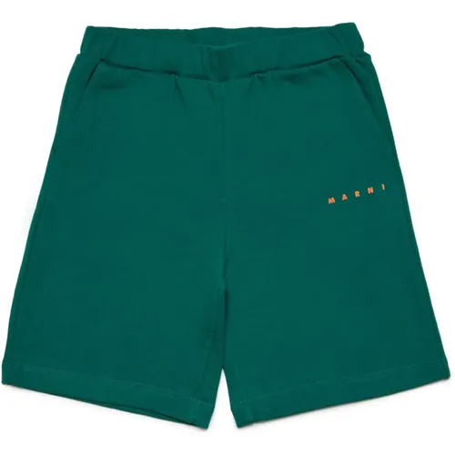 Fleece-Shorts mit kontrastierendem Logo - Marni - Modalova