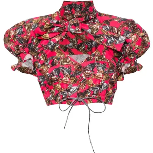 Kurzarm Halbknopf Hemd , Damen, Größe: XS - Vivienne Westwood - Modalova