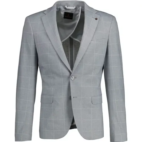 Light Grey Suit with Subtle Check Pattern , male, Sizes: L - Zuitable - Modalova