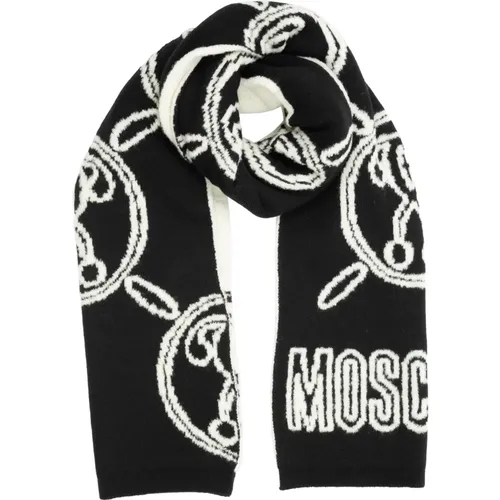 Logo Pattern Wool Scarf , female, Sizes: ONE SIZE - Moschino - Modalova