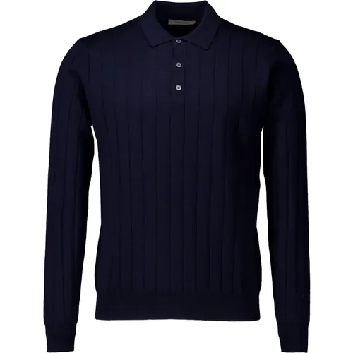 V-neck Knitwear, male, , Size: 3XL Navy Polo Shirt - Corneliani - Modalova