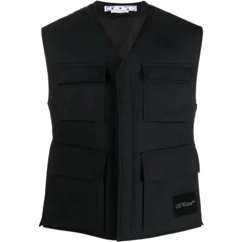 Wave Tag Padded Vest in , male, Sizes: S - Off White - Modalova