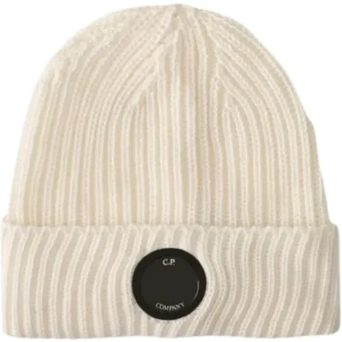 Beanies, unisex, , Size: ONE SIZE Merino Wool Lens Beanie - White - C.P. Company - Modalova