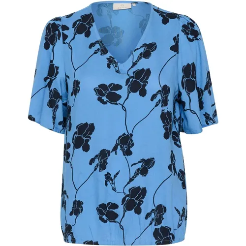 Riviera/Black Flower Print Blouse , female, Sizes: S, L, XS, XL, M, 3XL, 2XL - Kaffe - Modalova