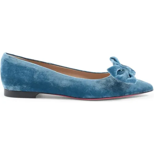 Samt-Bow-Ballerina-Flats , Damen, Größe: 37 1/2 EU - Dee Ocleppo - Modalova