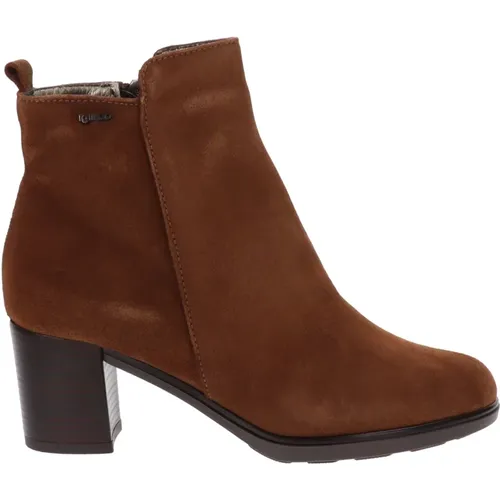 Leather Zip Closure Women Ankle Boots , female, Sizes: 4 UK, 5 UK, 7 UK - IGI&Co - Modalova