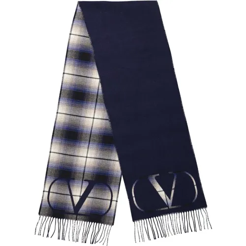 Checkered VLogo Wool Scarf , male, Sizes: ONE SIZE - Valentino Garavani - Modalova