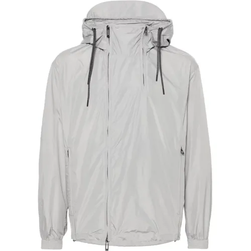 Grey Water-Repellent Hooded Coat , male, Sizes: L, 2XL, XL, M - Emporio Armani - Modalova