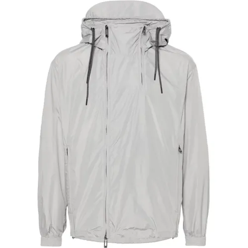 Grey Water-Repellent Hooded Coat , male, Sizes: L, M - Emporio Armani - Modalova