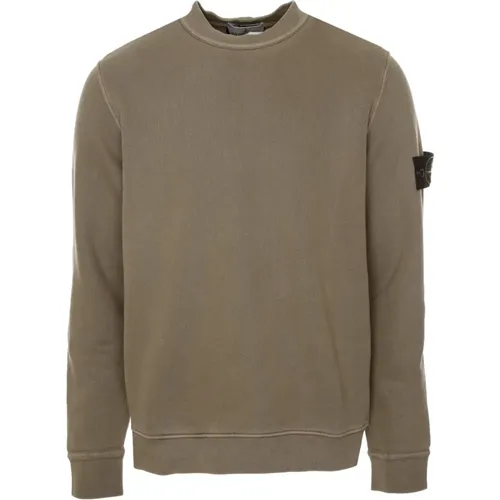 Sweatshirt mit Diagonalem Webmuster und Rundhalsausschnitt , Herren, Größe: L - Stone Island - Modalova