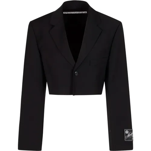 Blazers, female, , Size: M Cropped Blazer with Chain - alexander wang - Modalova