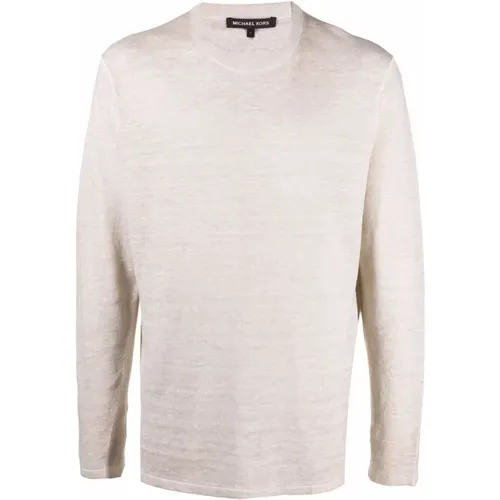 Brauner Leinen Baumwollmischung Casual Pullover , Herren, Größe: XL - Michael Kors - Modalova