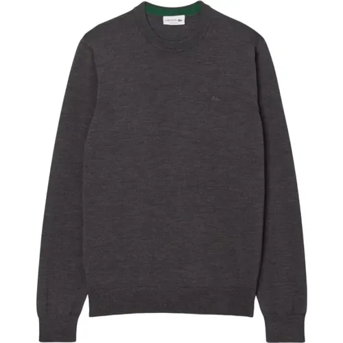 Round-neck Knitwear, male, , Size: L Minimalist Anthracite Sweatshirt Aw25 - Lacoste - Modalova