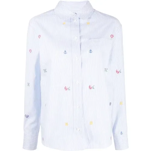 Stripe-Pattern Cotton Shirt , female, Sizes: M, S - Kenzo - Modalova