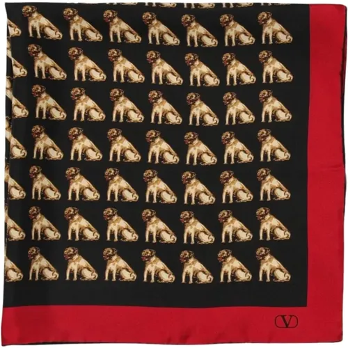 Silky Scarves, female, , Size: ONE SIZE Printed Silk Pocket Square - Valentino Garavani - Modalova
